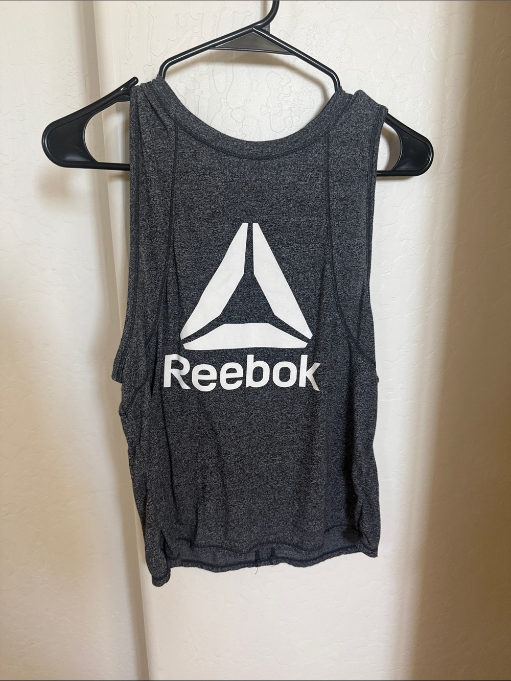 Reebok Women's Dark Gray Muscle Tank with White Logo